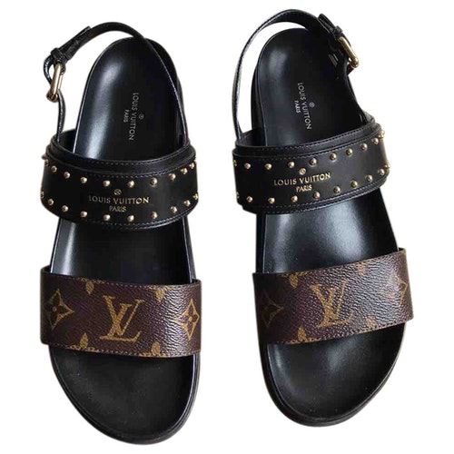 Pre-Owned Louis Vuitton Brown Leather Sandals | ModeSens