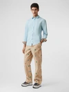 Burberry Sherwood Monogram Motif Slim Fit Stretch Poplin Button-up Shirt In Pale Blue