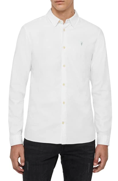 Allsaints Hawthorne Slim-fit Stretch-cotton Shirt In White