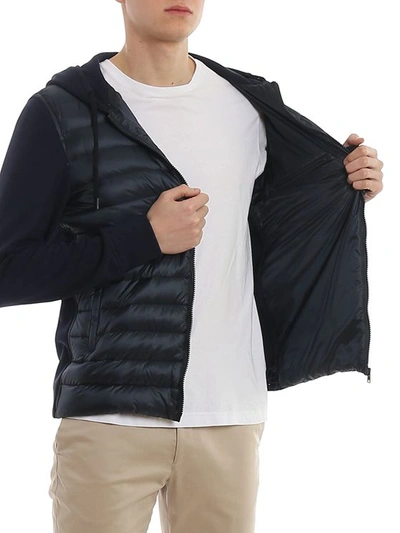 Herno Blue Cardigan With Quilted Front