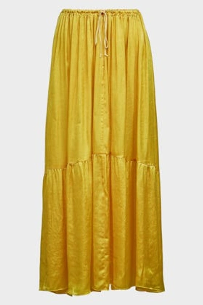 Forte Forte Panelled Satin Midi Skirt In Yellow