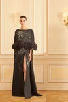 Shop Georges Hobeika Strapless Beaded Laine Gown With Cape (us 12)