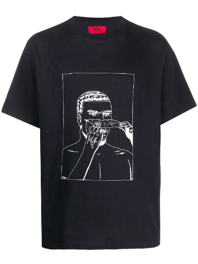 424 Cotton Illustration Print T-shirt In Black