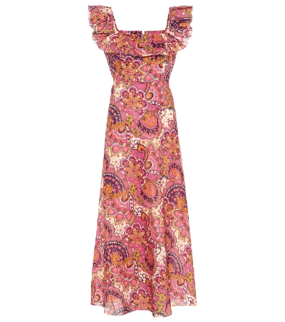 Zimmermann Carnaby Floral Linen Dress In Pink