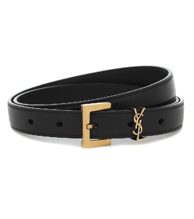 Saint Laurent Monogram Patent Leather Belt In Black