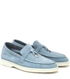 Loro Piana Summer Charms Walk Suede Loafers In 606v Candyfloss