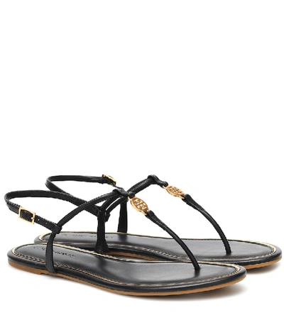 Tory Burch Logo Medallion Strappy Sandals In Black