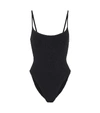 Hunza G Pamela Square-neck Crinkle-knit Swimsuit In Black