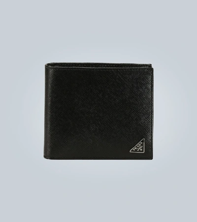 Prada Folded Leather Wallet In Black