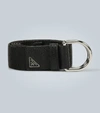 Prada Triangle-logo Woven Belt In Black