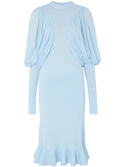 Burberry Puff-sleeve Jersey Dress In Blue