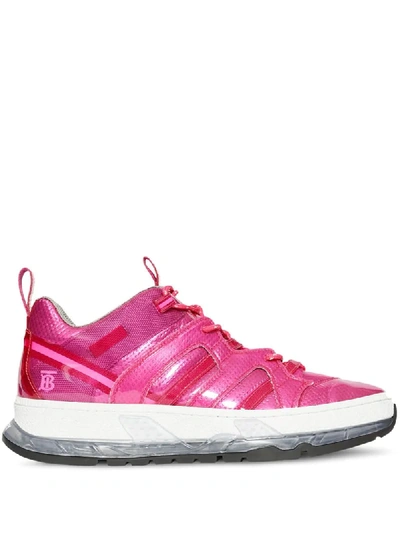 Burberry Patch Logo Low Top Union Sneakers In Pink