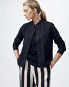 LAFAYETTE 148 PLUS-SIZE COASTAL CLOTH BECKER BOMBER JACKET