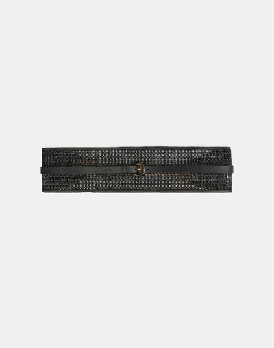 Lafayette 148 Woven Leather Obi Belt In Black