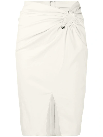 Ben Taverniti Unravel Project Draped Detailed Leather Skirt In White
