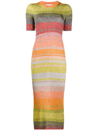 Zimmermann Brightside Striped Ribbed-knit Midi Dress In Heather Stripe