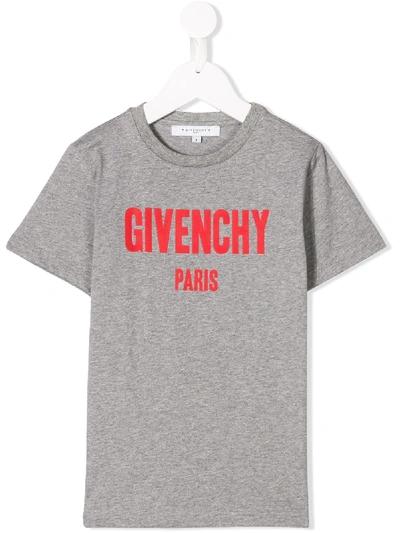 Givenchy Kids' Logo Print T-shirt In Grey