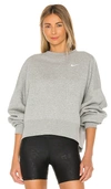 Nike Sportswear Essential Women's Fleece Crew In Dark Grey Heather & White