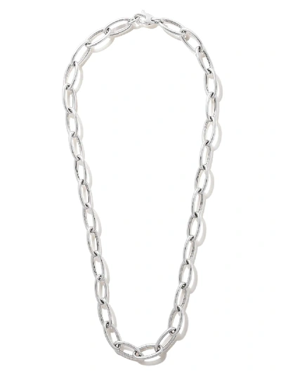 As29 18kt White Gold 24" Long Oval Chain Necklace In Silver