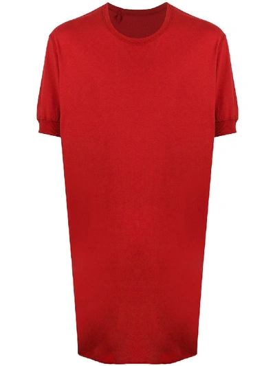 Boris Bidjan Saberi Longline Panelled T-shirt In Red