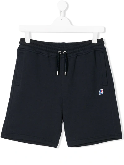 K-way Teen Logo Patch Track Shorts In Blue