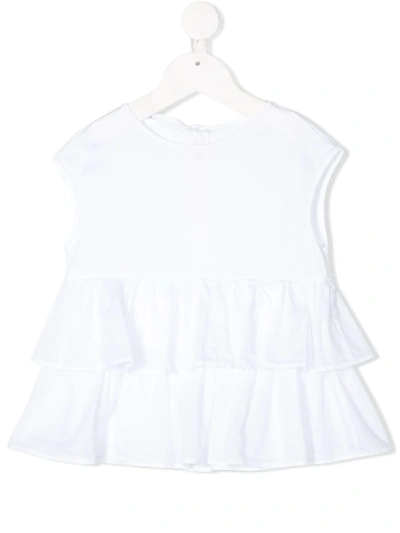 Il Gufo Kids' Ruffle-trim Sleeveless Blouse In Bianco