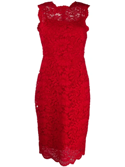 Polo Ralph Lauren Sleeveless Scalloped Lace Dress In Red