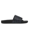 Coach Siganture Monogram Printed Slide Sandals In Charcoal Signature