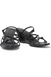 SIGERSON MORRISON MADDIE KNOTTED BRAIDED LEATHER WEDGE SANDALS,3074457345620785178