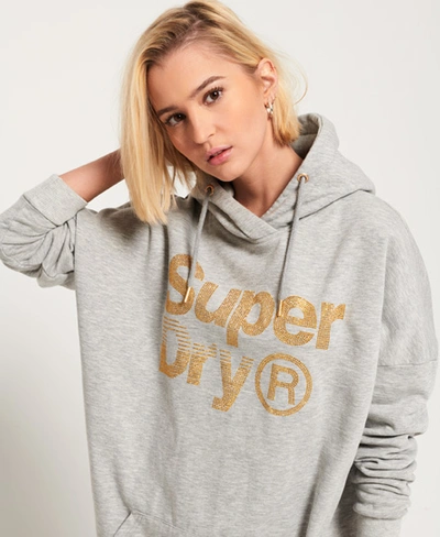 Superdry Sparkle Skater Hoodie In Light Grey