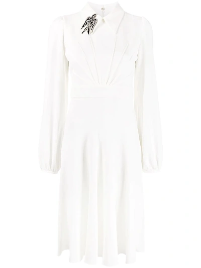 N°21 Long-sleeved Flared Pleated Dress In White