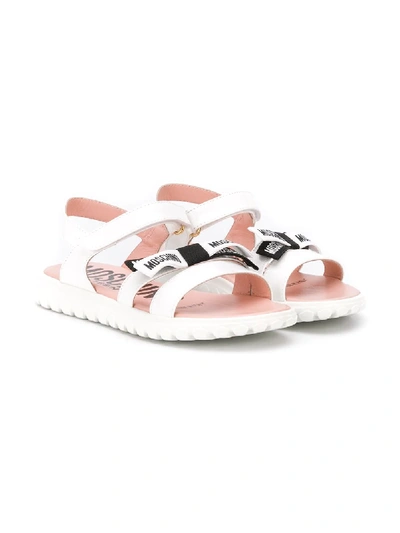 Moschino Teen Logo Bow Sandals In White