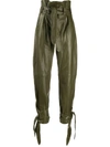 Attico High Waisted Knot Detail Pants In Green