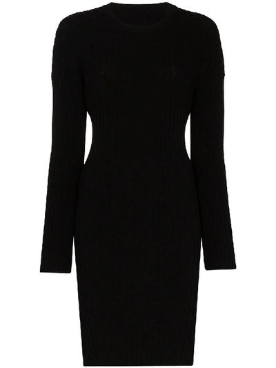 Mm6 Maison Margiela Rib Knit Cutout Sweater Dress In Black