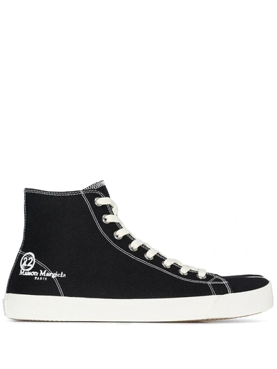 Maison Margiela Black Canvas Tabi High-top Sneakers In Black