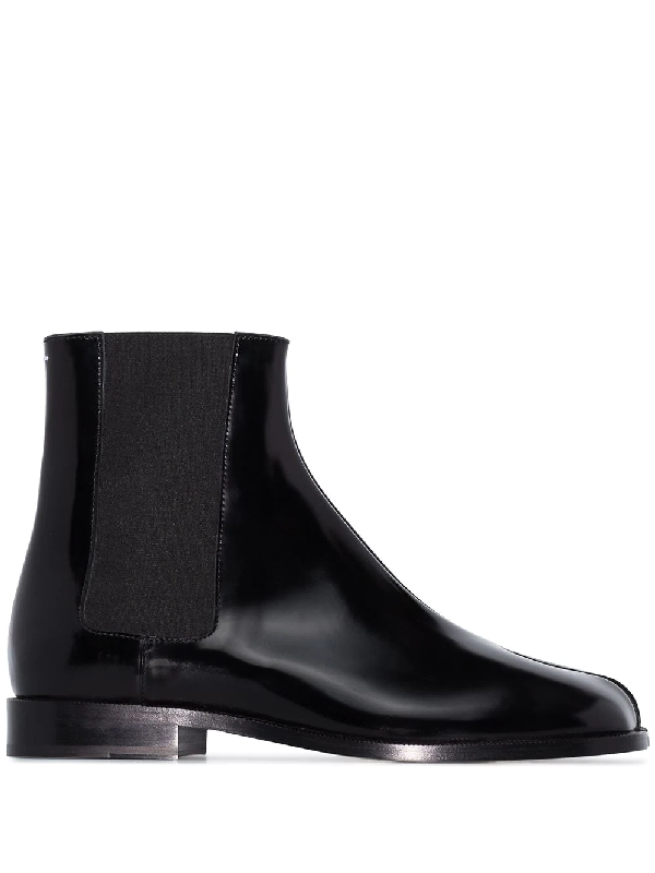 Maison Margiela Tabi Split-toe Leather Chelsea Boots In Black | ModeSens