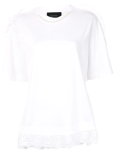 Simone Rocha Lace-trimmed Oversized T-shirt In White