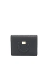 Ferragamo Embossed Gancini Motif Grainy Wallet In Black