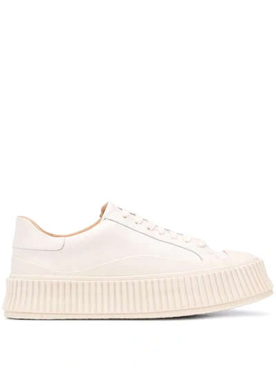 Jil Sander Off White Leather Olona Low-top Sneakers