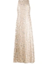Polo Ralph Lauren Sequin-embroidered Sleeveless Gown In Neutrals