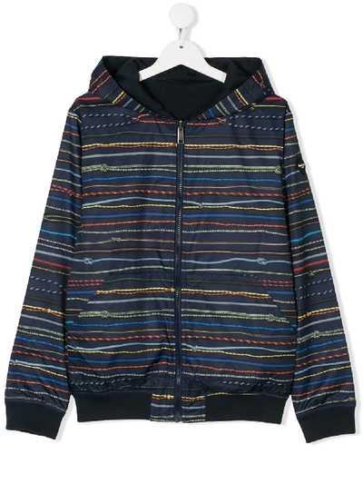 Paul Smith Junior Teen Reversible Hooded Jacket In Blue