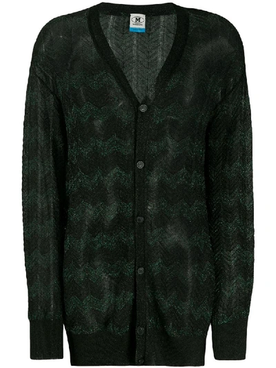 M Missoni Chevron-pattern Metallic Cardigan In Green