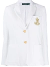 Polo Ralph Lauren Single-breasted Logo Blazer In White