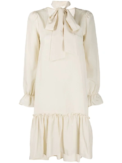 Ballantyne Ruffled Shift Dress In Neutrals