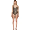 GANNI TAN & BLACK LEOPARD ONE-PIECE SWIMSUIT