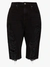 Frame Le Vintage Distressed-effect Bermuda Shorts In Black