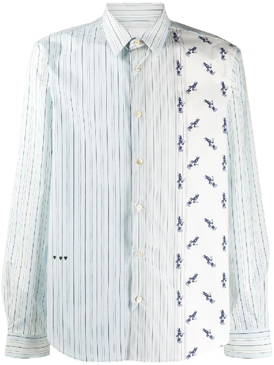 Paul Smith Striped Graphic Print Shirt In Blue