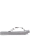 Havaianas Logo Flatform Flip Flops In Ice Grey