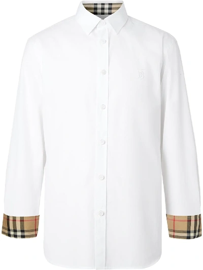 Burberry Sherwood Monogram Motif Poplin Shirt In White