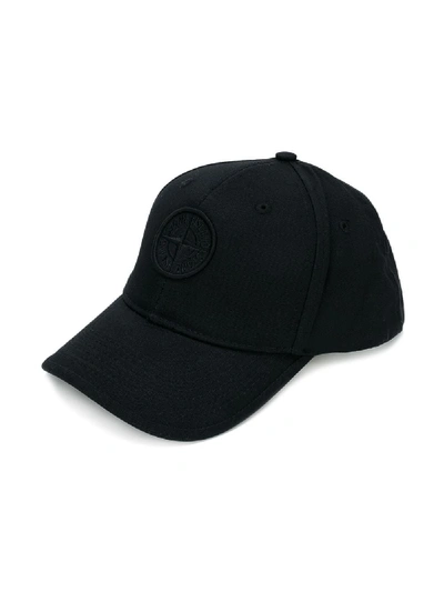Stone Island Junior Kids' Logo Patch Cap In Black